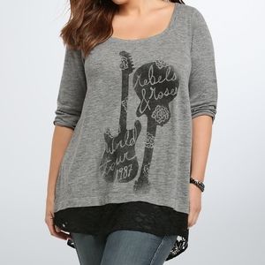 Torrid Lace Bottom Tunic Top Size 2